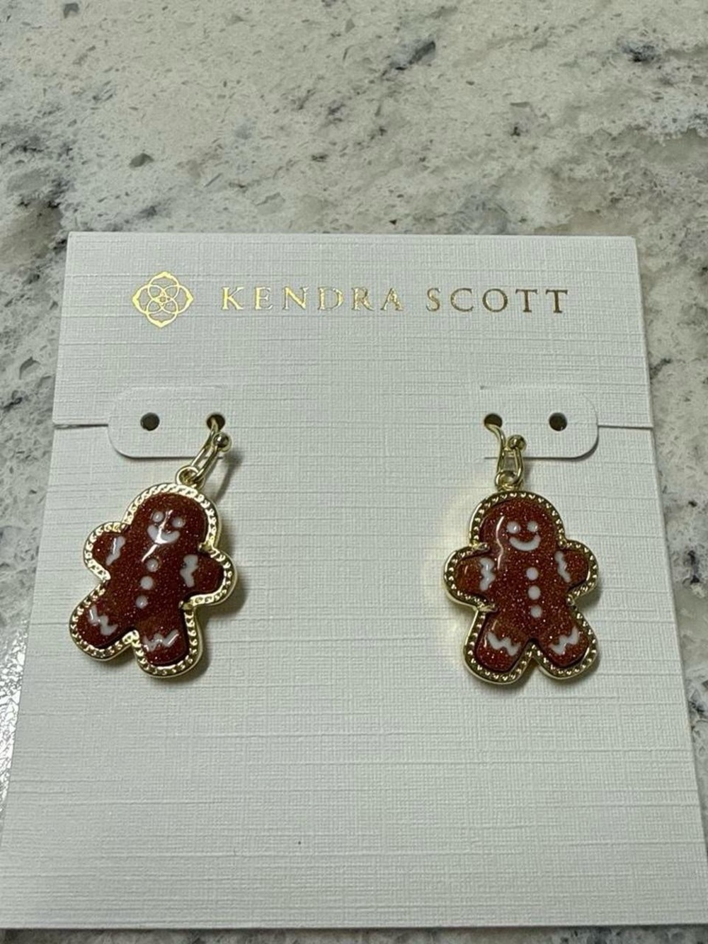 Kendra Scott Gold Gingerbread Man Drop Earrings